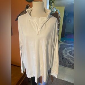 Women’s White Quarter-Zip Long Sleeve Top